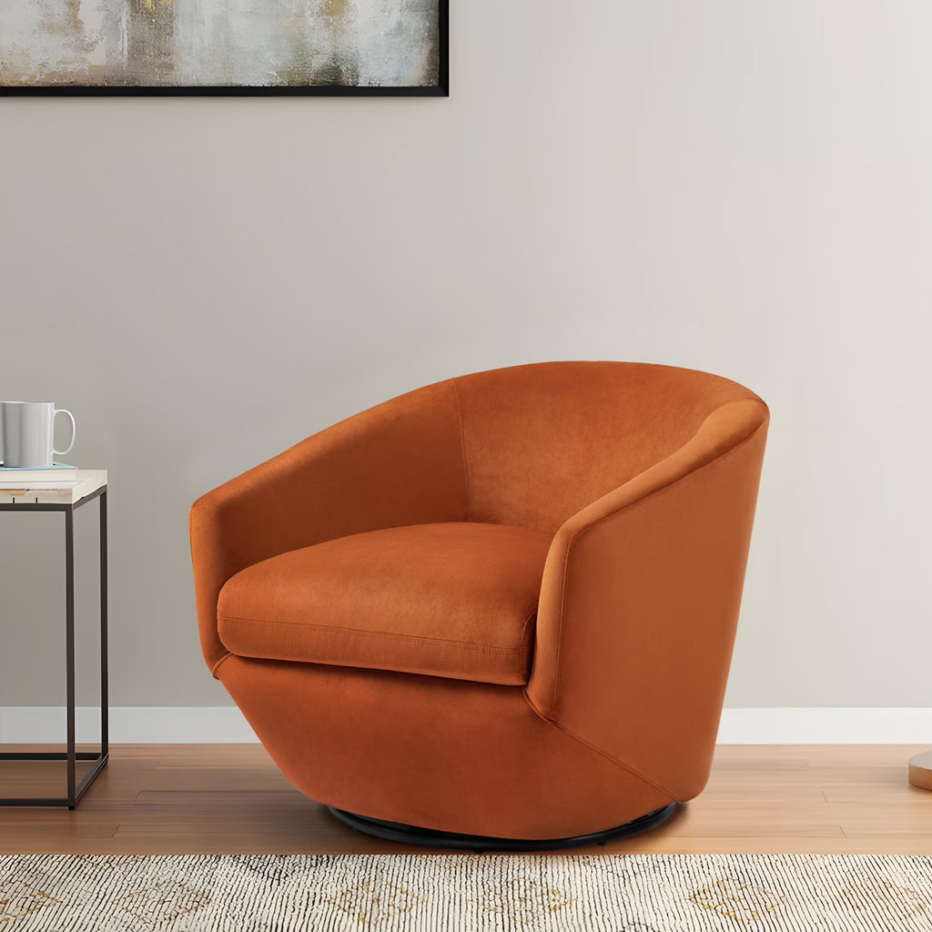 DREAMSIDEA Faux Leather Swivel Accent Chair Sets of 2 360" Swivel Barrel Chair,Swivel Club Sofa for Living Room, Bedroom, Office,Brown