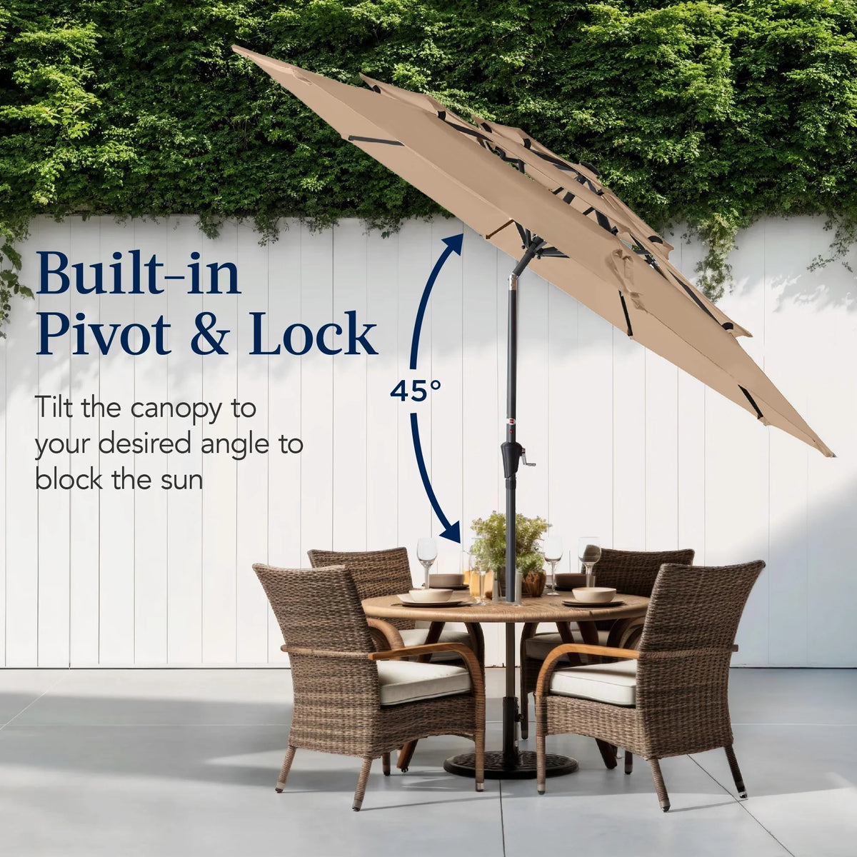 Best Choice Products 10ft 3-Tier Patio Umbrella, Market Sun Shade w/ Tilt Adjustment, Easy Crank - Red