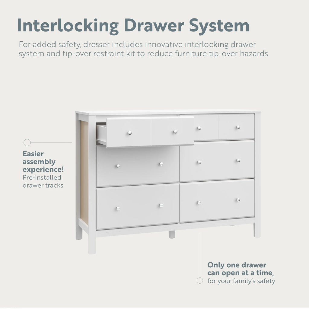 Storkcraft Horizon 6 Drawer Nursery Double Dresser, Driftwood
