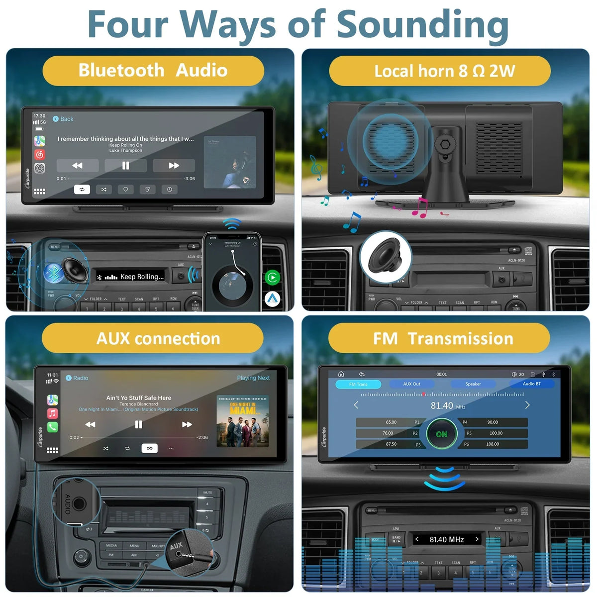 Carpuride Wireless Carplay Android Auto with 4K Front Dash Cam 1080P Rear Cam,10.26" HD IPS Touch