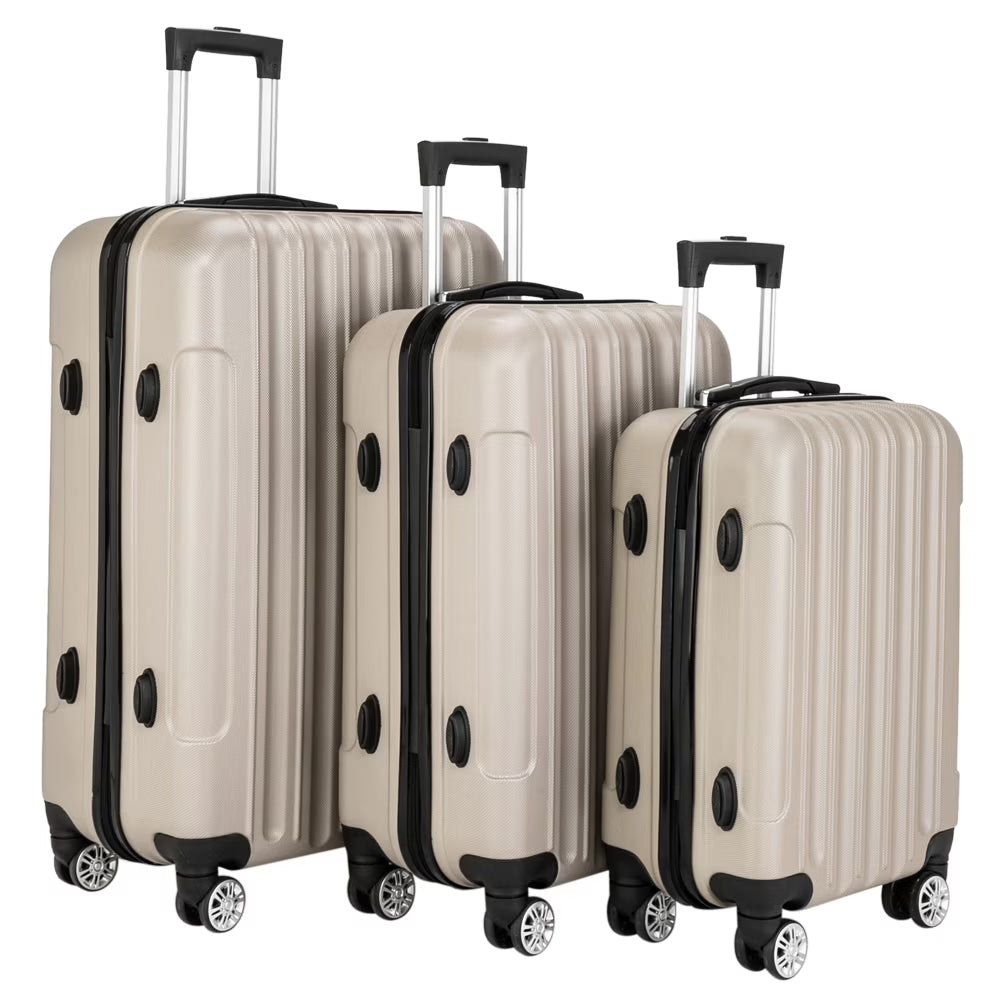 Red 3-Piece Hardshell Spinner Luggage Set (20in, 24in, 28in) - Large ABS Suitcase Set with 8 Wheels, Lightweight & Durable for Travel