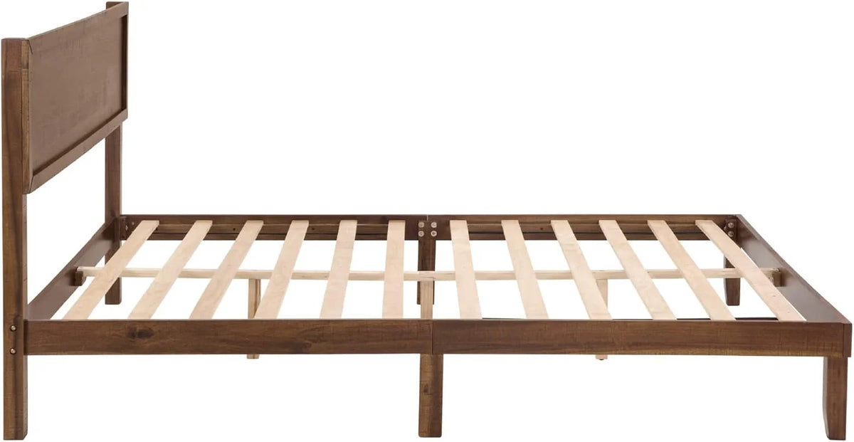BISHE Wood King Size Bed Frame,Wooden King Platform Bed Frame with Headboard,Sturdy Rubber Modern Home Style Bed Frame for Bedroom, King