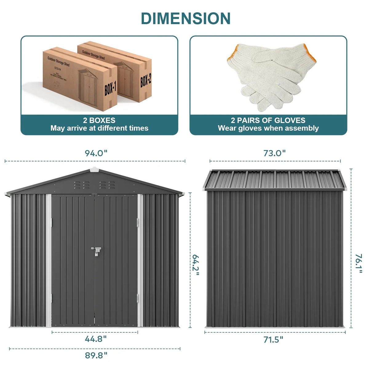 8' x 6' Outdoor Storage Shed, Lofka Garden Metal Shed with Double Lockable Doors and Air Vents for Patio, Garden, Backyard, Lawn, Gray