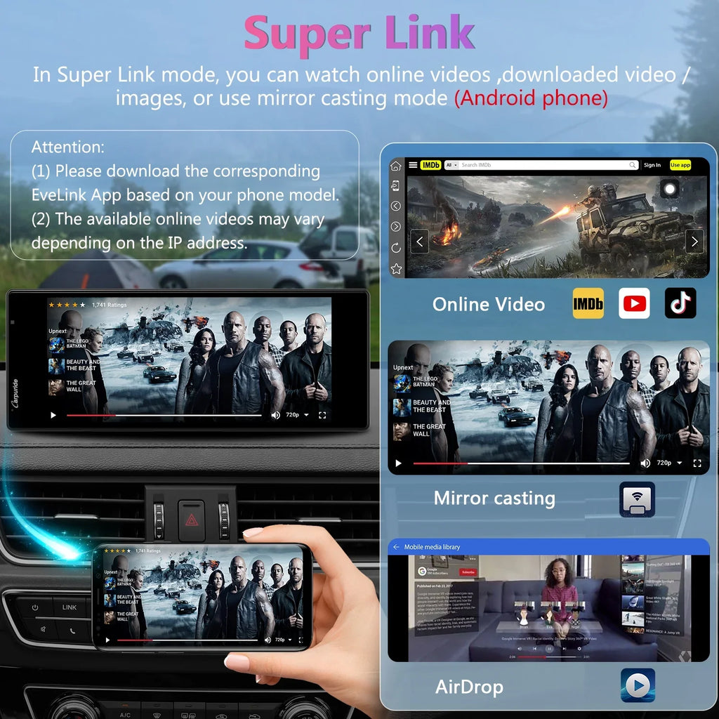 Carpuride Wireless Carplay Android Auto with 4K Front Dash Cam 1080P Rear Cam,10.26" HD IPS Touch