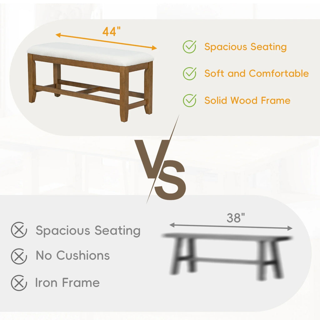 6 Piece Extendable Dining Table Set, Atumon Wood Dining Room Set for 6, Dining Table Set with 4 Cushioned Chairs and Bench, Farmhouse Dining Table Set Furniture for Kitchen Dining Room, Dark Brown