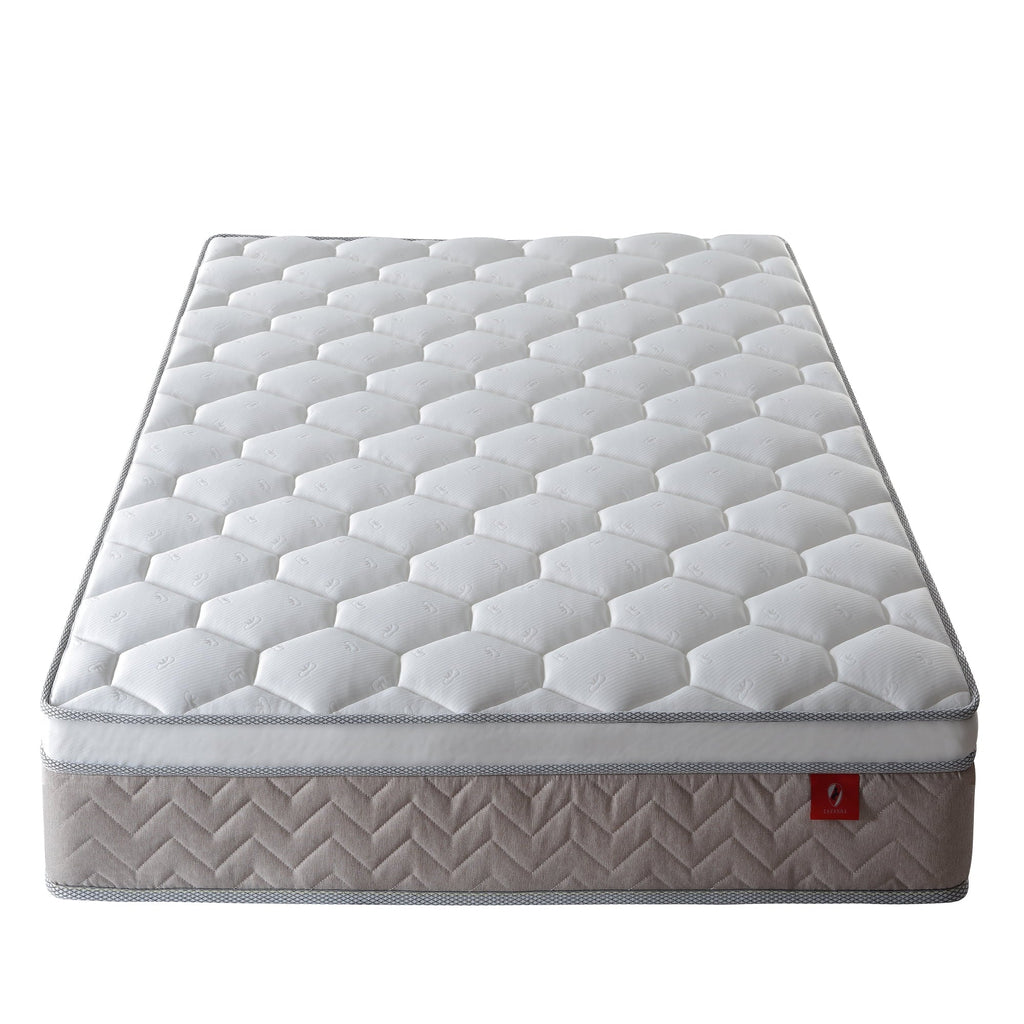 Twin Mattress,Hybrid Innerspring and Memory Foam Mattress in a Box,Medium Firm Support with Cooling Fabric,CertiPUR-US Certified,75"x39"x6",White+Blue