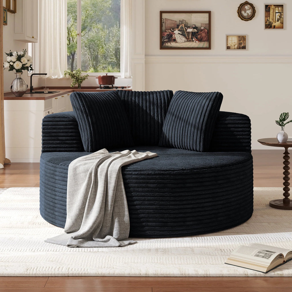 Sodrens Oversized Chaise Lounge Chair Indoor,Upholstered Sofa Bed with Throw Pillows and Armrests,Sleeper Chair for Living Room,Bedroom,Brown,Corduroy