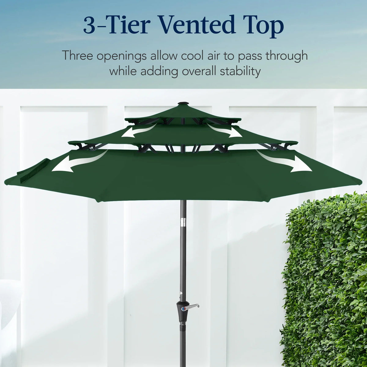 Best Choice Products 10ft 3-Tier Patio Umbrella, Market Sun Shade w/ Tilt Adjustment, Easy Crank - Red