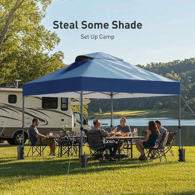 CHITOOMA 10 x 10ft Pop up Canopy Tent, Instant Outdoor Shelter Easy Portable Straight Leg Canopy Tent with Pockets Sidewall, White