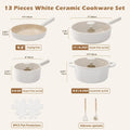 Ceramic Cookware Set, 13 Pcs Nonstick Pots Pans with Removable Handles, Healthy Oven Safe Cooking Set for Family
