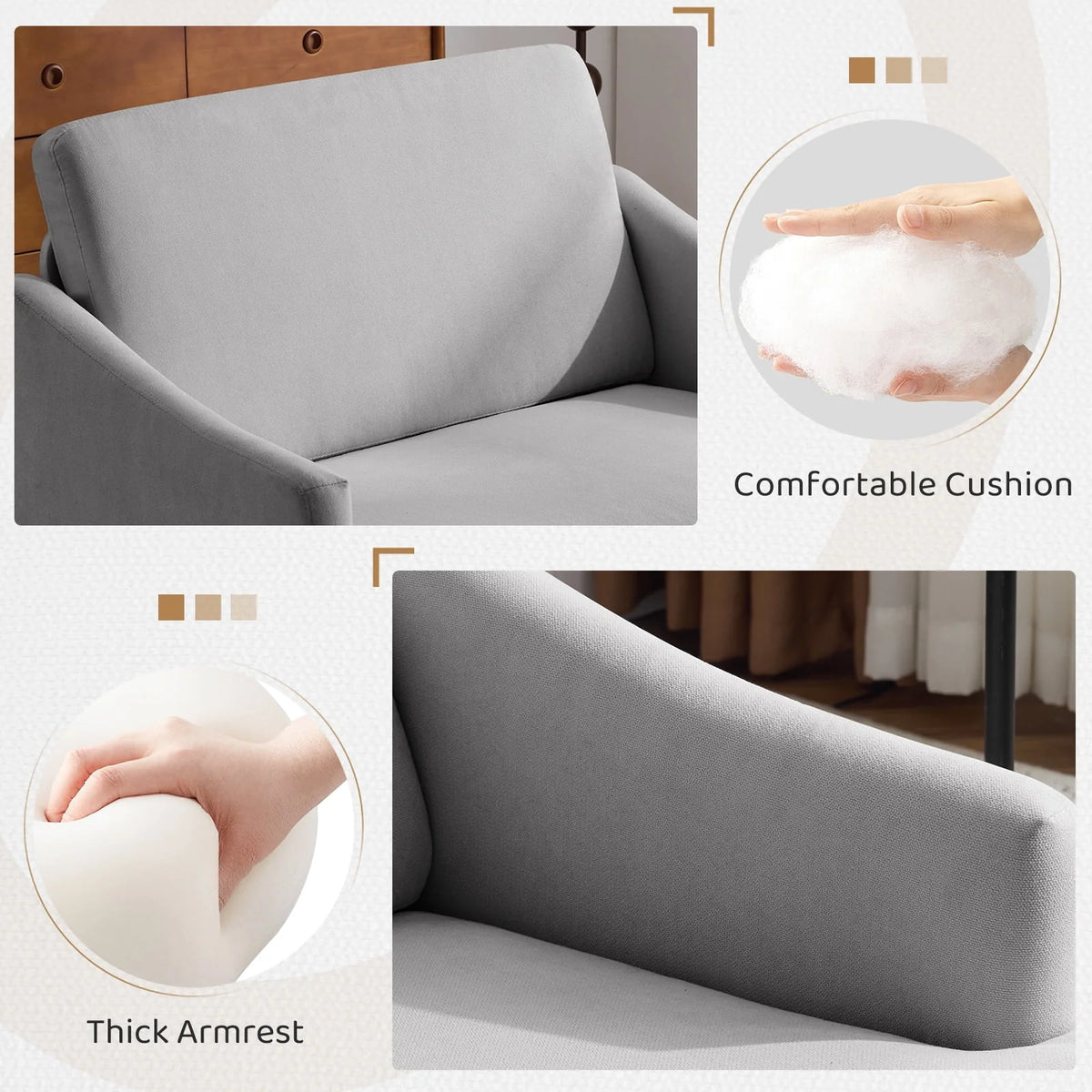 Bezseller Oversized Accent Chair with High Back, Armchair for Living Room or Bedroom, Beige