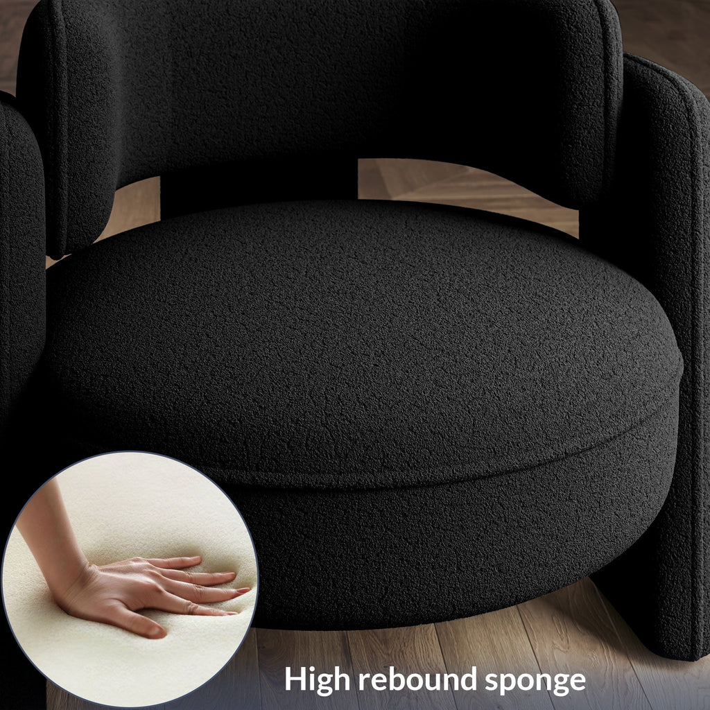 BELLEZE Sherpa Boucle Chair, Modern Barrel Accent Chair Comfy Round Upholstered Armchair Accent Side Chair for Living Room, Bedrooms, Corner - Quinton"White"
