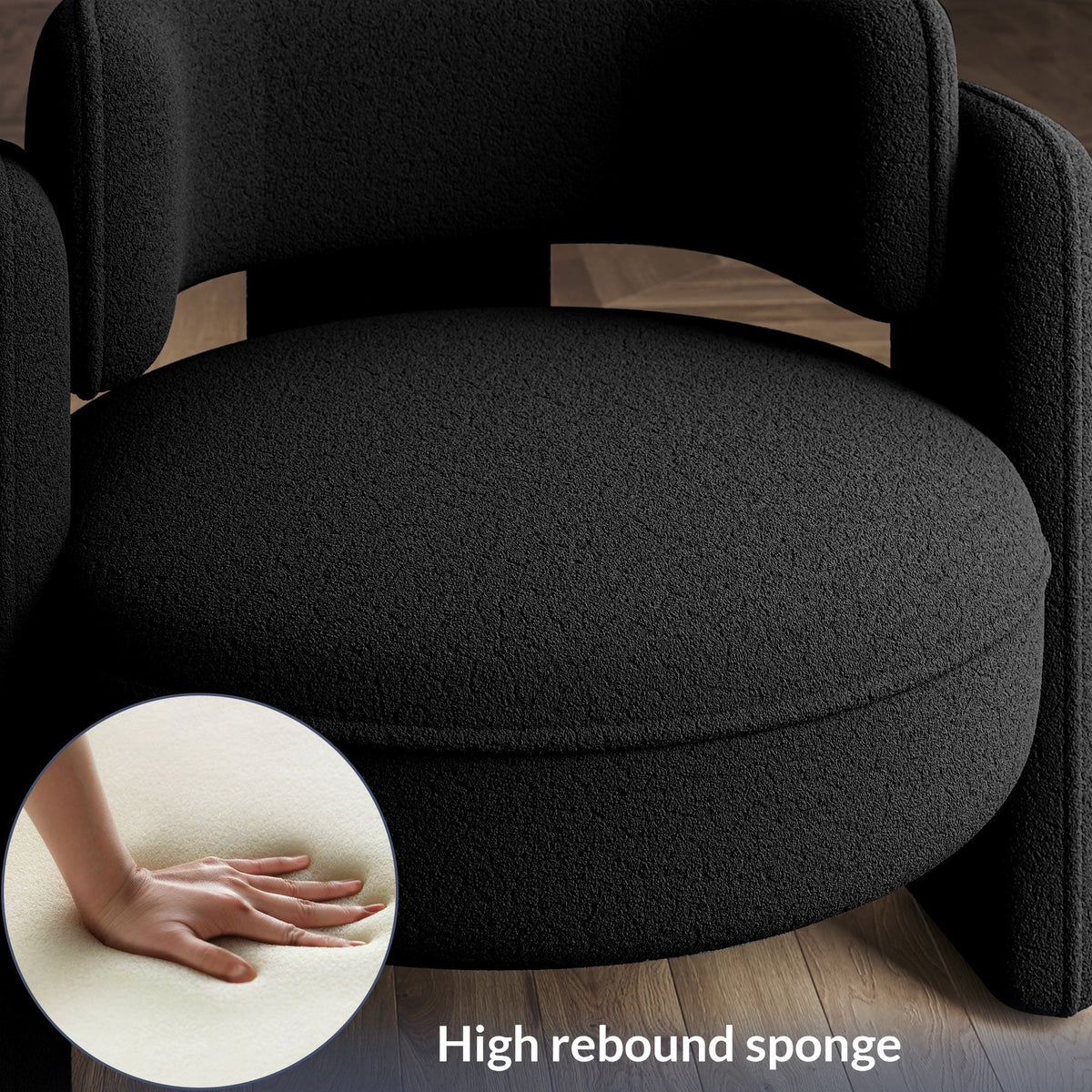 BELLEZE Sherpa Boucle Chair, Modern Barrel Accent Chair Comfy Round Upholstered Armchair Accent Side Chair for Living Room, Bedrooms, Corner - Quinton"White"