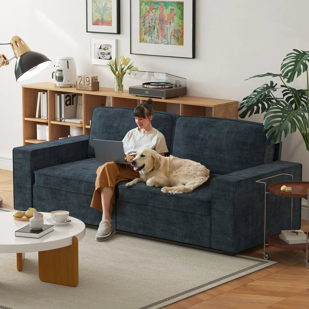 LUMIHO 89" Modern Corduroy Sofa,3 Seater Couches for Living Room, Bedroom,with Deep Seat,beige