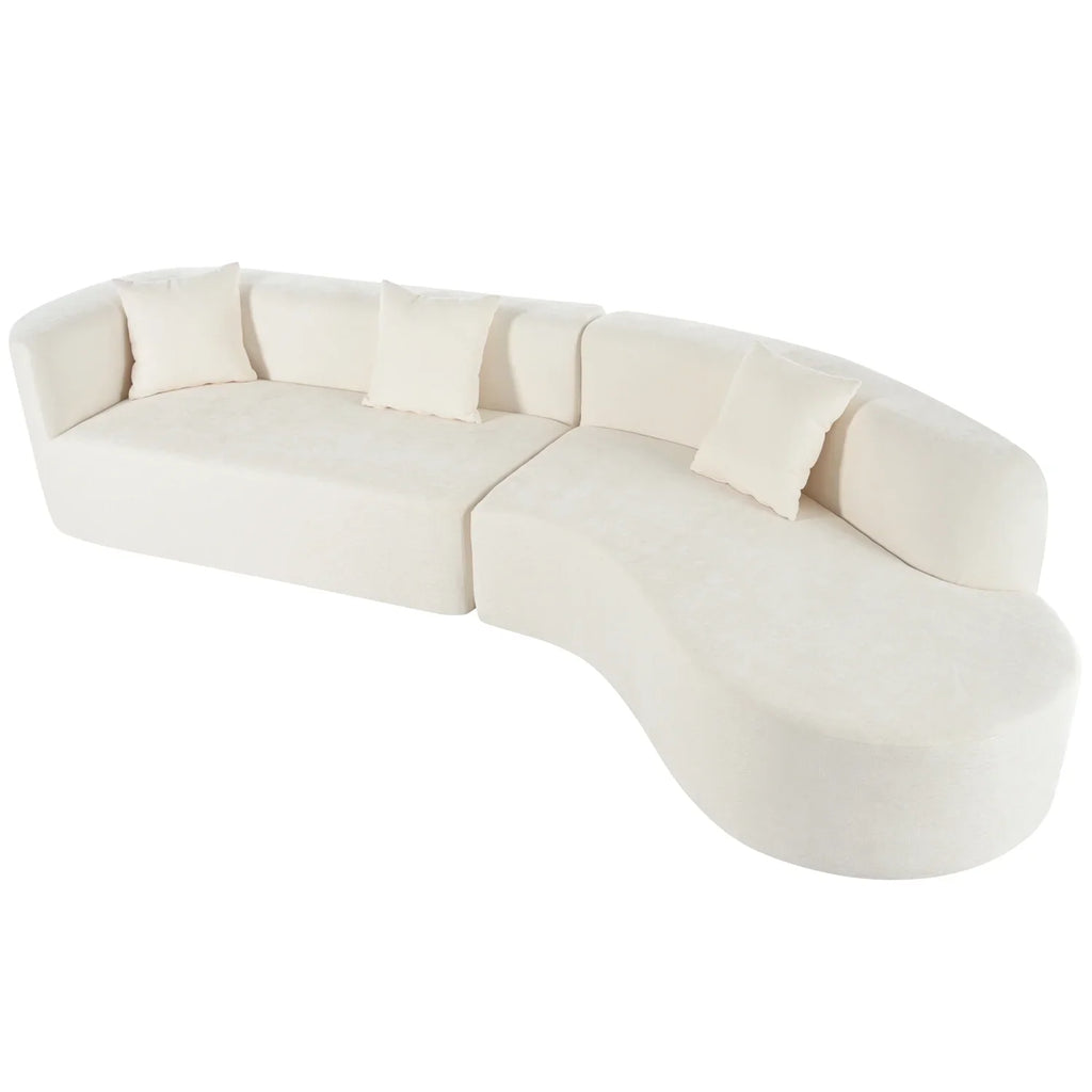 Harper & Bright Designs Modern Curved Floor Sofa Set, Modular Sectional Sponge Couch for Living Room, 2 PC Free Combination No Assembly Foam-Filled Sofa, Beige