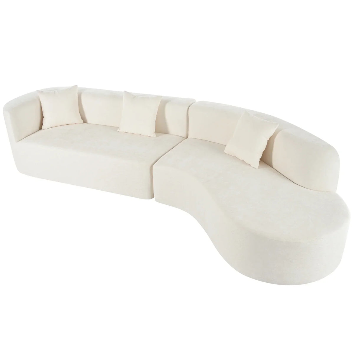 Harper & Bright Designs Modern Curved Floor Sofa Set, Modular Sectional Sponge Couch for Living Room, 2 PC Free Combination No Assembly Foam-Filled Sofa, Beige