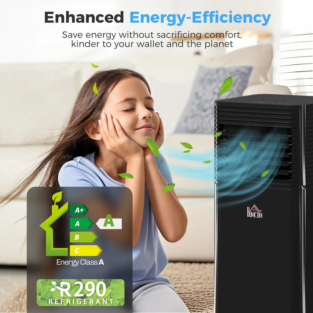 HOMCOM 8000 BTU Portable Air Conditioner with Remote, LED Display, 24H Timer, Black