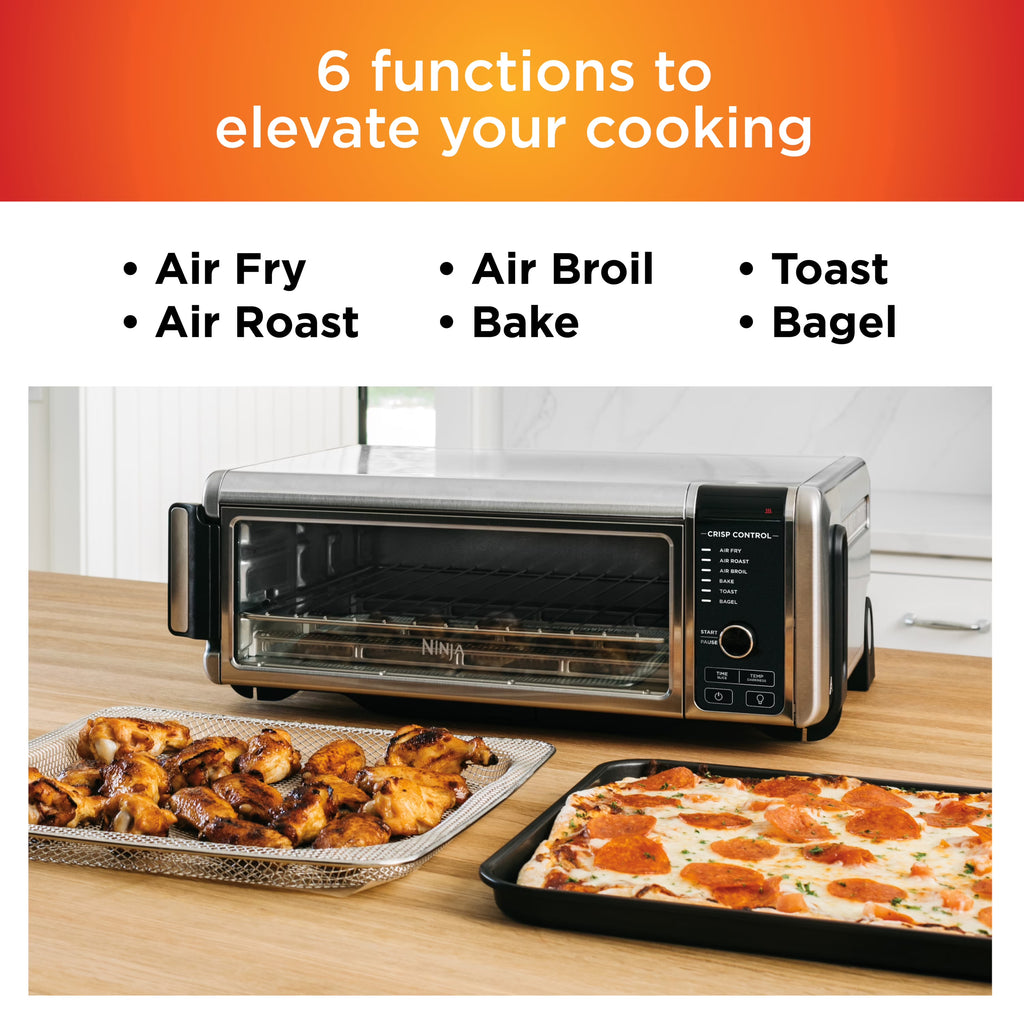 The Ninja Foodi Digital Air Fry Oven, Convection Oven, Toaster, Air Fryer, Flip-Away for Storage, 1800 watts, Stainless Steel, SP100