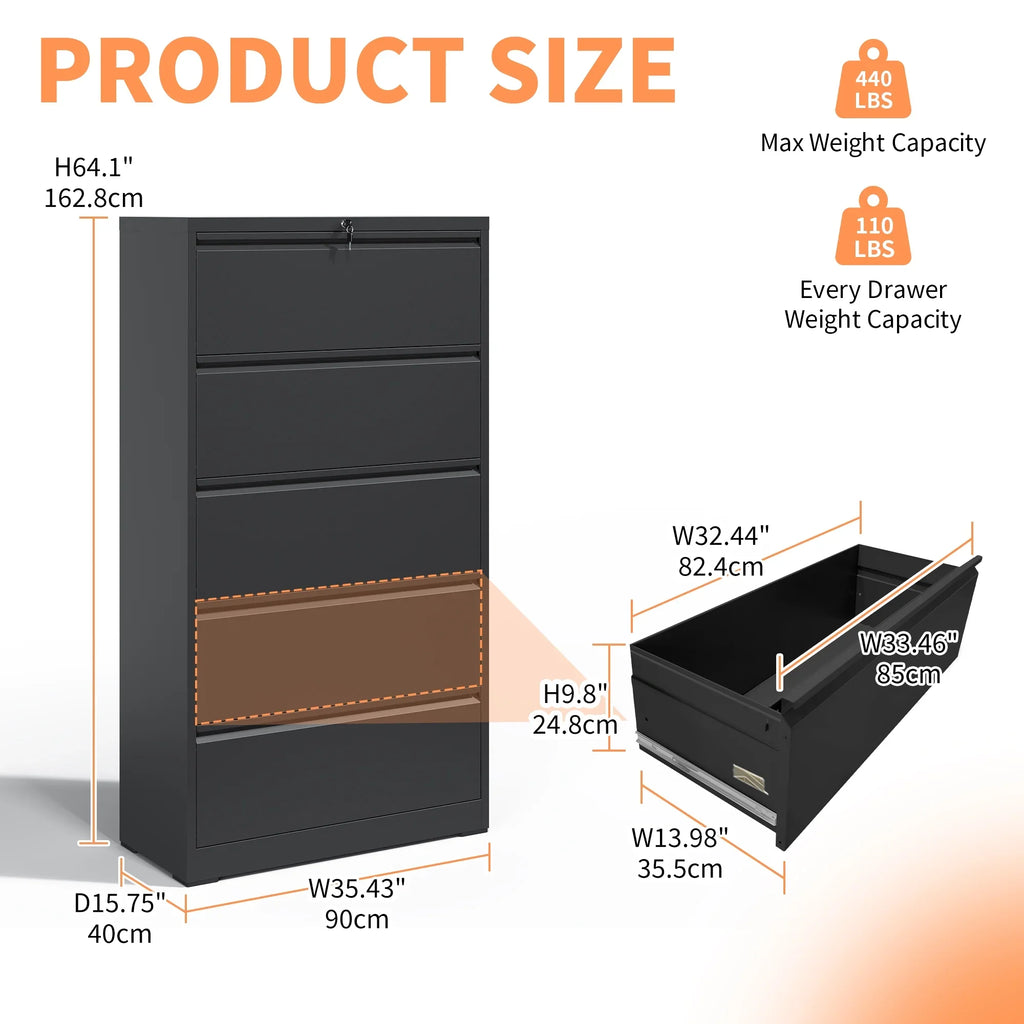 Daatumm 2-Drawer Vertical File Cabinet with Lock, Steel Metal Office & Home Storage for A4/Letter/Legal Size Documents