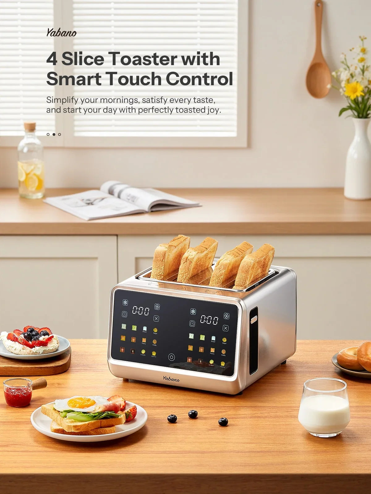 4 Slice Toaster, Touchscreen & Dual Independent Control Panel