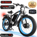 (US in Stock) 5000W Peak Dual Motor Electric Bike for Adults, 60V 25AH Removable Battery Ebike, 50MPH AWD 21-Speed Mountain Snow E-Bike with 26" x 4.0 Fat Tire, Long Range Mountain Off-Road EBikes