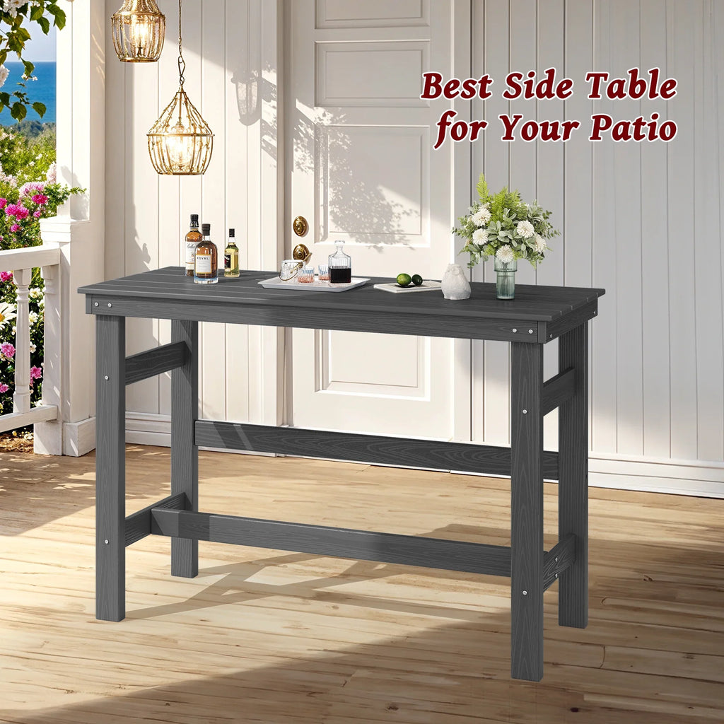 SERWALL 41" Outdoor Bar Table, HDPE All Weather Adirondack Outdoor Bar Height Table, Navy