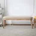 Eleanor Mid-century Upholstered Dining Bench, Entryway Bench with Solid Wood Frame, Beige