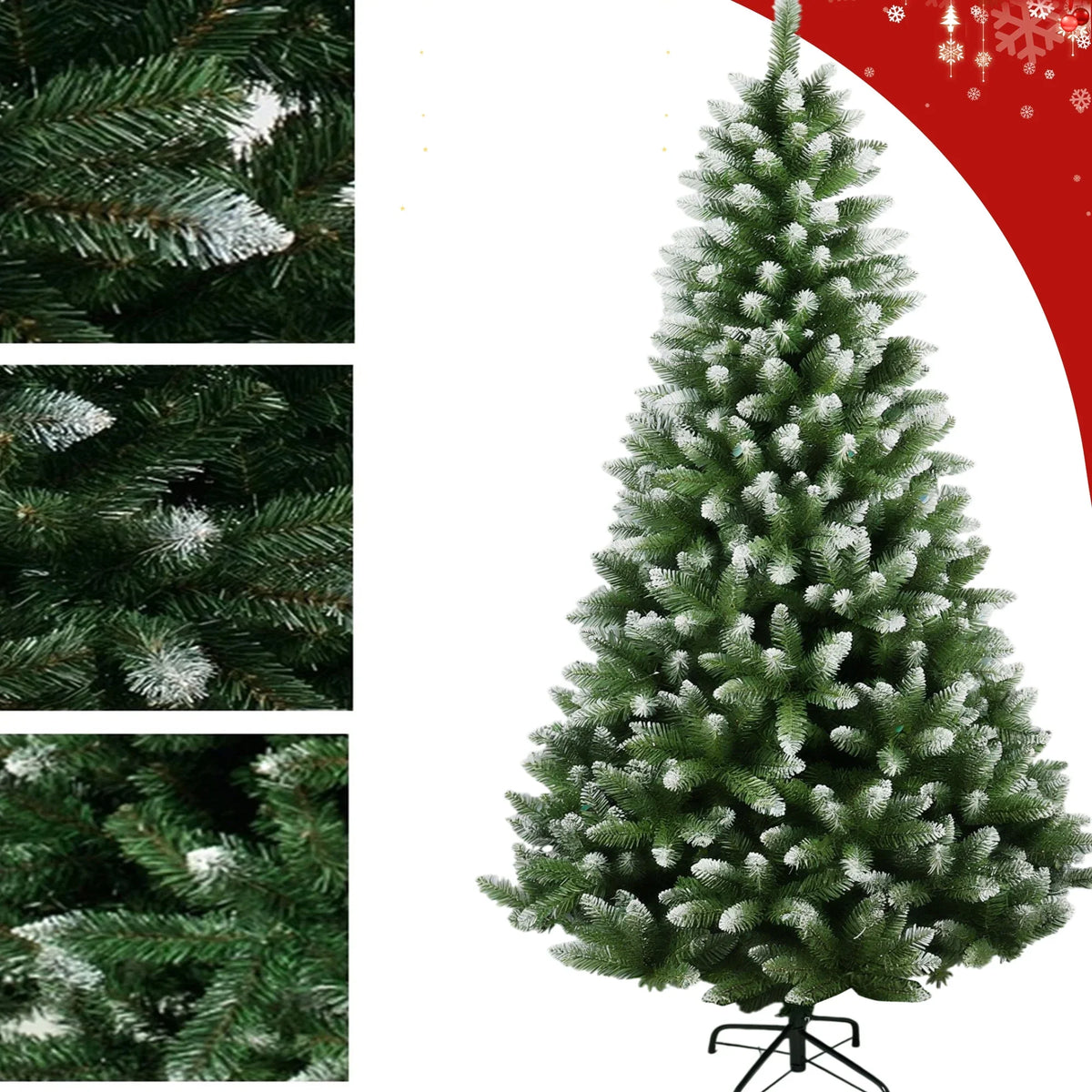 Yexmas 9ft Pre-Lit Green Christmas Tree, 11 Modes Colored LED Lights, Artificial Xmas Tree with Large Storage Bag