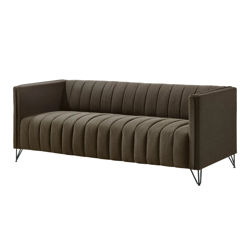 Home Design Kurtis Square Arm Loveseat with Tufted Velvet Upholstery and Gold Metal Legs, Flared Arms, Modern Living Room Seating, Black