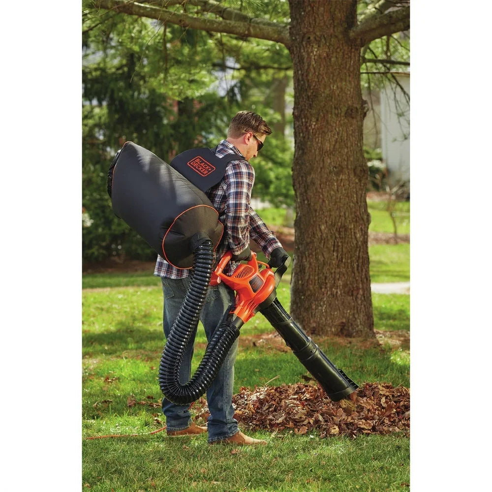BLACK+DECKER VACPACK 120V/240V 12 Amp Corded 3-in-1 Leaf Blower/Vacuum/Mulcher, (BEBL7000)