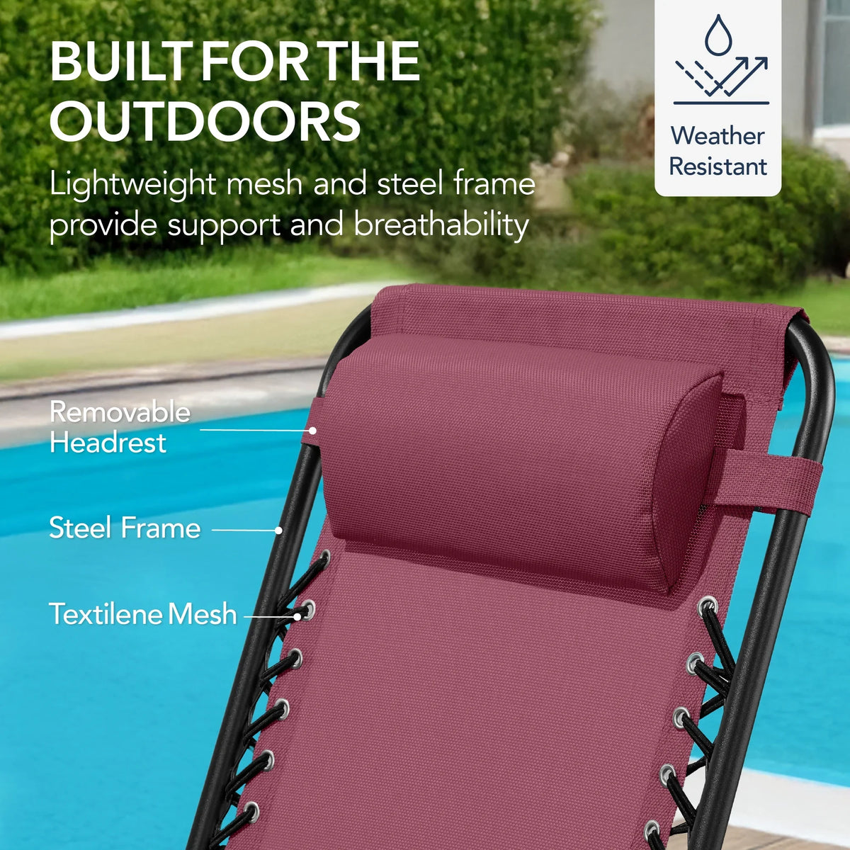 Best Choice Products Folding Outdoor Zero Gravity Rocking Lounge Chair w/ Headrest Pillow - Black
