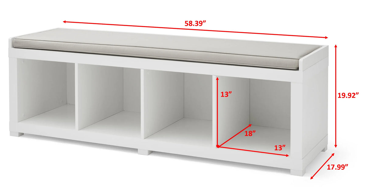 Better Homes & Gardens 4-Cube Shoe Storage 58.39" Bench, Weathered