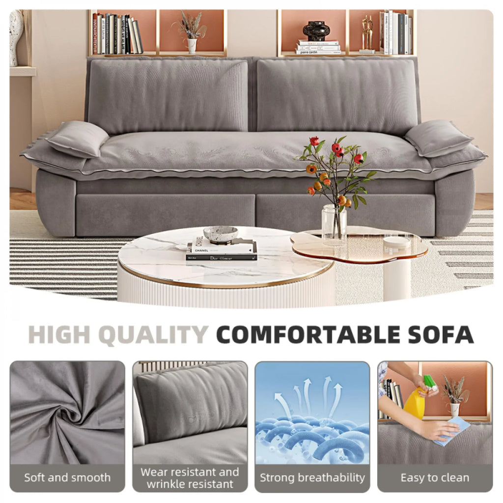66" Queen Pull Out Sofa Bed, 3-in-1 Convertible Sleeper Sofa with Side Storage,Multi-Functional Velvet Loveseat Bed for Living Room,Bedroom