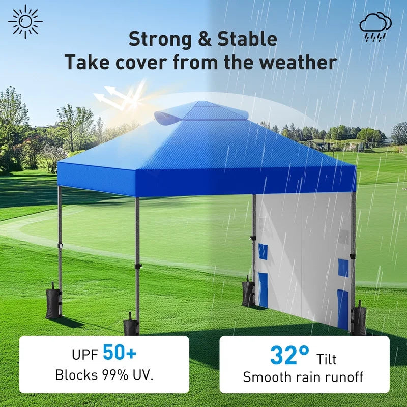 CHITOOMA 10 x 10ft Pop up Canopy Tent, Instant Outdoor Shelter Easy Portable Straight Leg Canopy Tent with Pockets Sidewall, White
