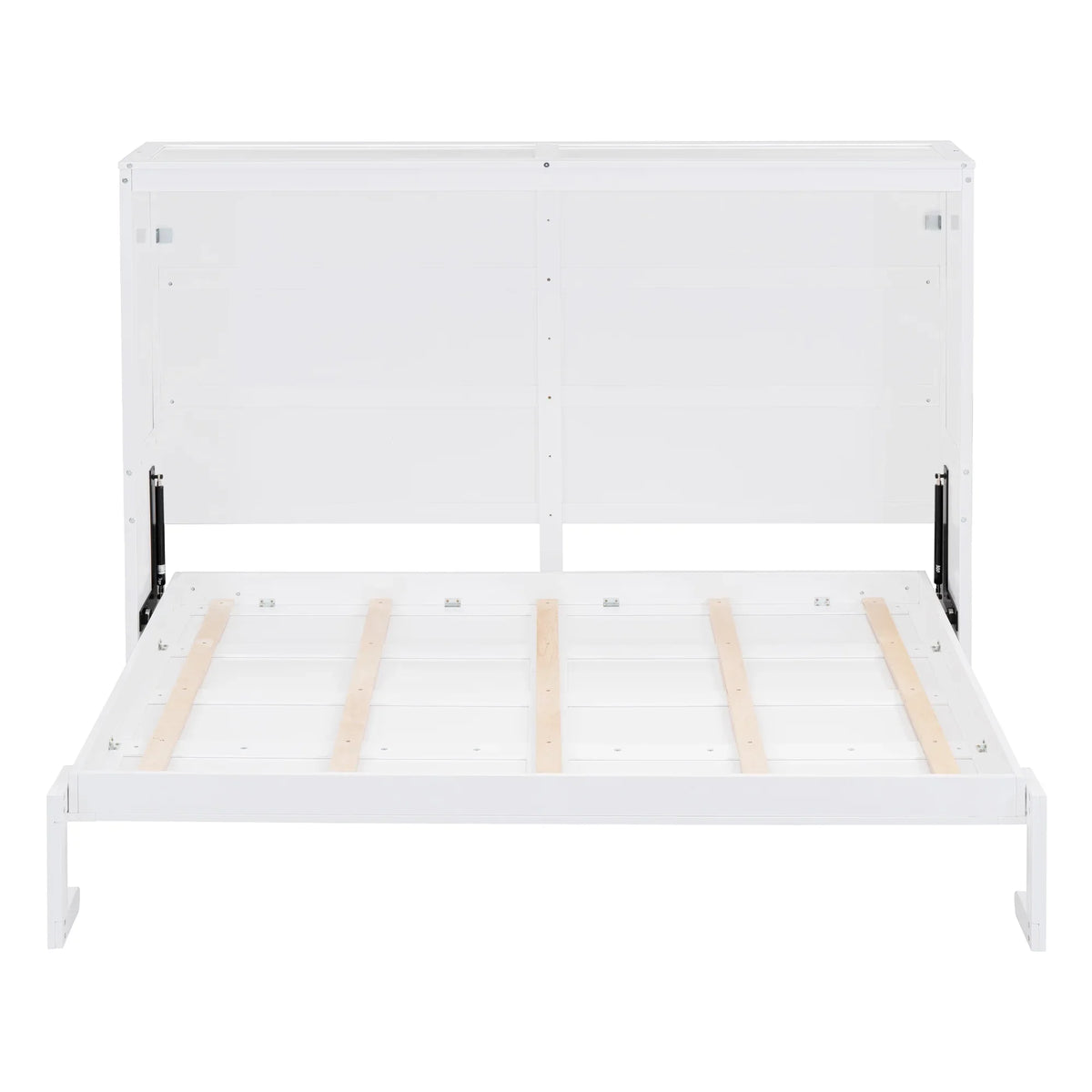Harper & Bright Designs Full Size Murphy Bed Space-Saving Foldable Wooden Wall Bed with a Shelf for Guest Room Home Office, Gray