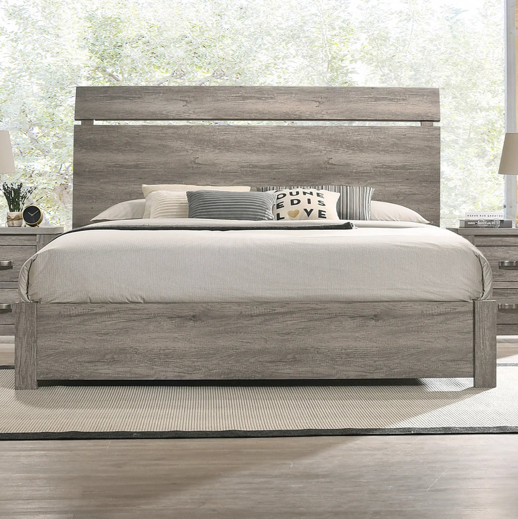 Roundhill Furniture Floren Transitional Bedroom Set, 5 Piece, Weathered Gray Wood