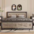 Behost Twin Bed Frame with Headboard and Underbed Storage, Metal Wood Platform Bed Frame Twin, No Box Spring Needed