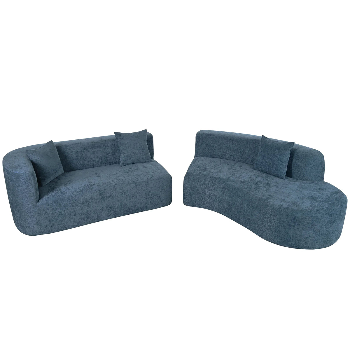 Harper & Bright Designs Modern Curved Floor Sofa Set, Modular Sectional Sponge Couch for Living Room, 2 PC Free Combination No Assembly Foam-Filled Sofa, Beige