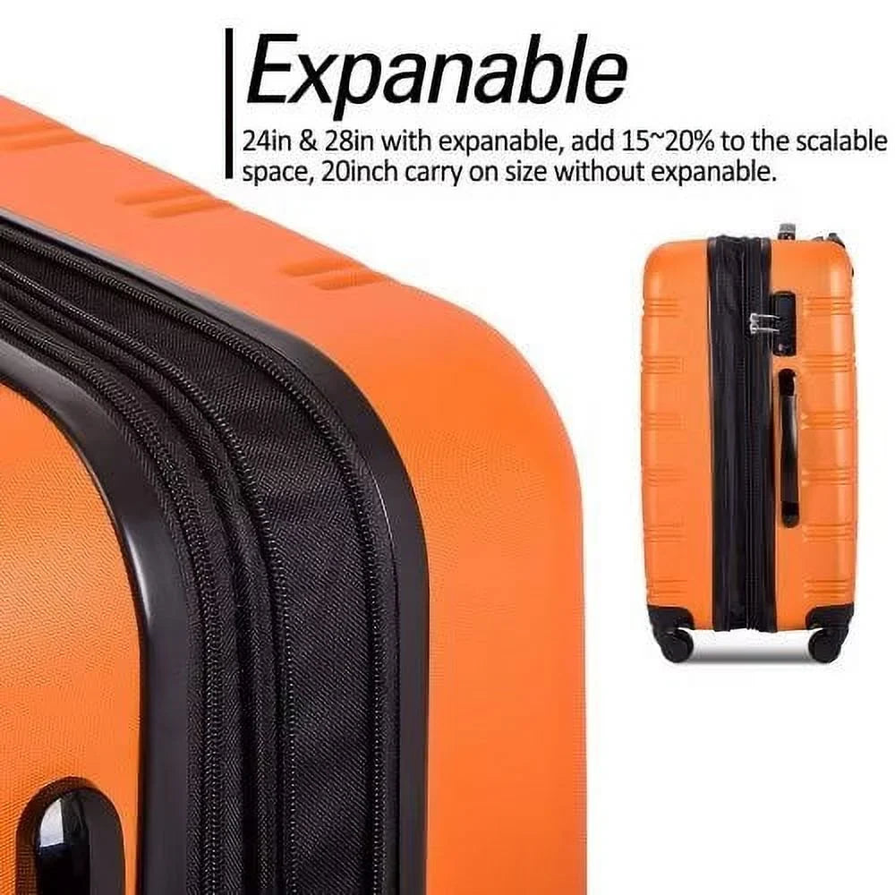 Expandable Suitcase Set of 3 with Double Spinner Wheels, Indestructible PP Material Hard Shell Luggage Sets TSA Lock, Carry on Expandable, Lightweight,20" 24' 28",Pink