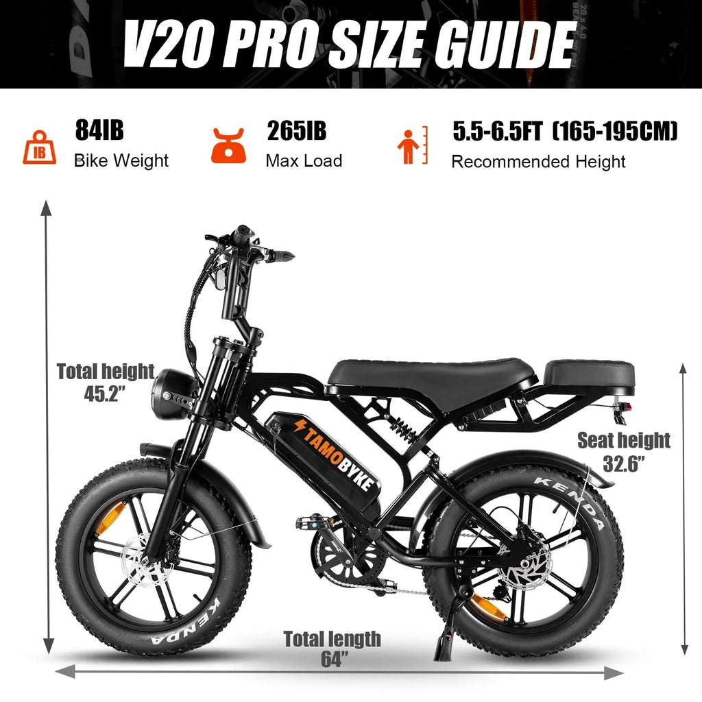 Tamobyke Electric Bike for Adults,Peak 1500W 28mph Mountain Ebike,48V 15.6AH 20" Fat Tire Electric Bicycle Full Suspension UL2849