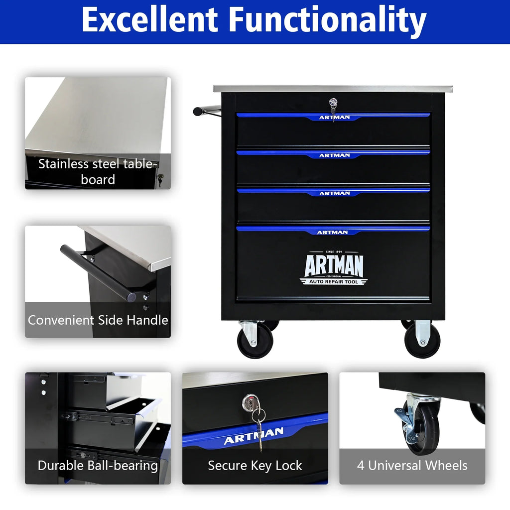 ARTMAN 6-Drawer Tool Storage Chest with Lockable Wheel,6 Drawer Tool Storage Cabinet for Garage, Warehouse, Repair Shop