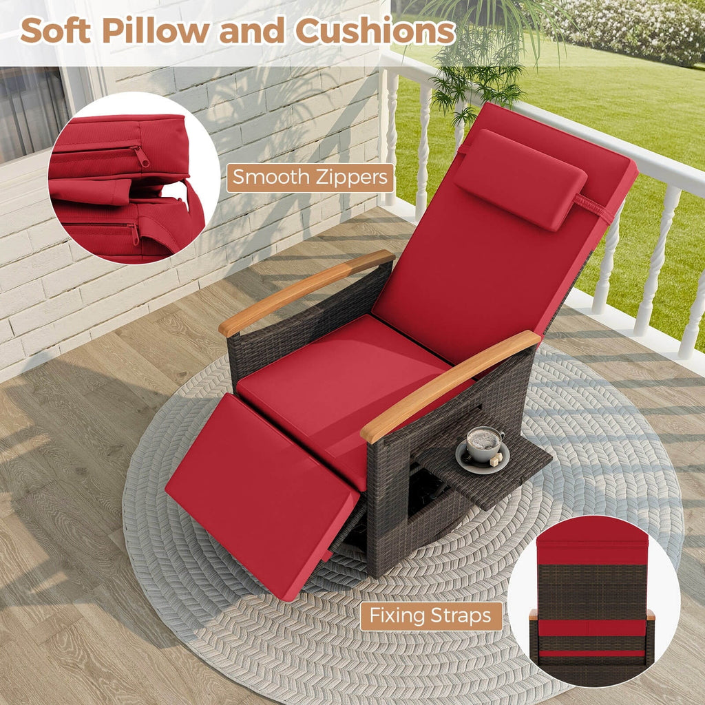 Costway Outdoor 360" Swivel Rattan Recliner Chair Patio Wicker Chaise Lounge Chair Beige
