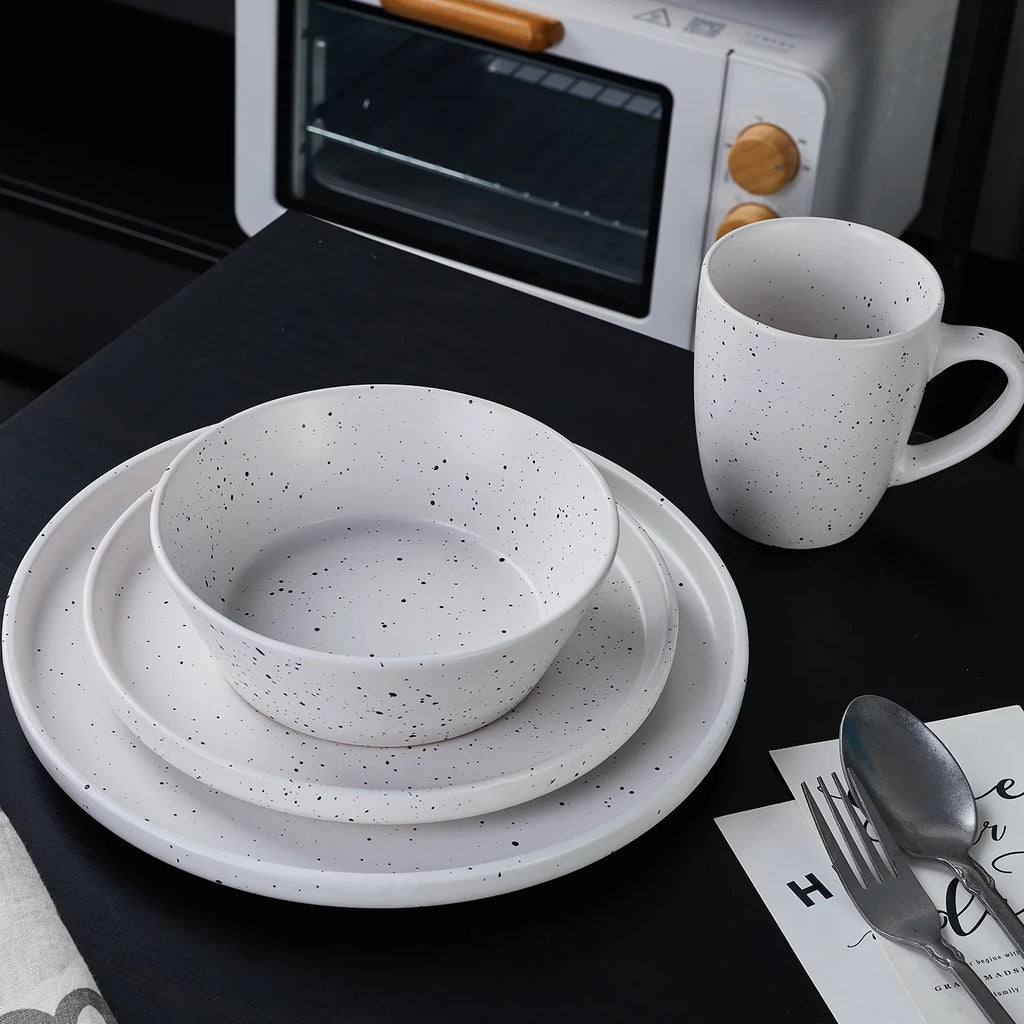 Stone Lain Jade 32-Piece Dinnerware Set Stoneware, White