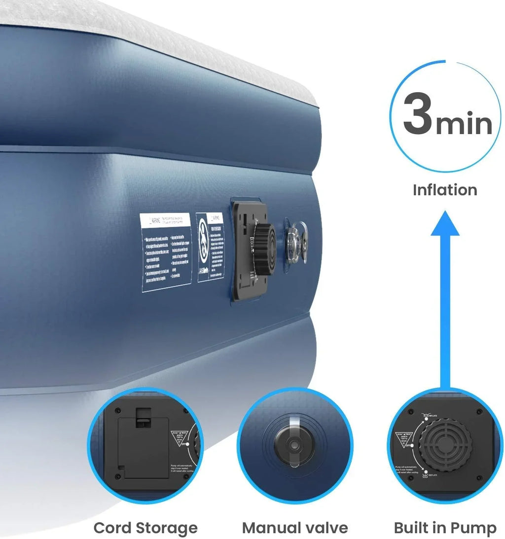 Active Era 18 Inch Twin Air Mattress, Air Bed with Built In Pump & Raised Pillow