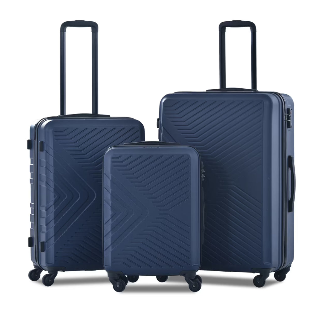 3 Piece Luggage Sets, ABS Lightweight Suitcase(20/24/28), Carry on Hard-Shell Luggage with 2 Hooks, Telescopic Handle, Spinner Wheels and TSA Lock, Yellow
