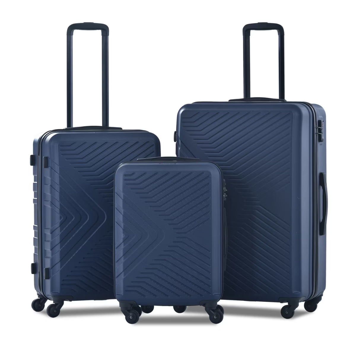 3 Piece Luggage Sets, ABS Lightweight Suitcase(20/24/28), Carry on Hard-Shell Luggage with 2 Hooks, Telescopic Handle, Spinner Wheels and TSA Lock, Yellow