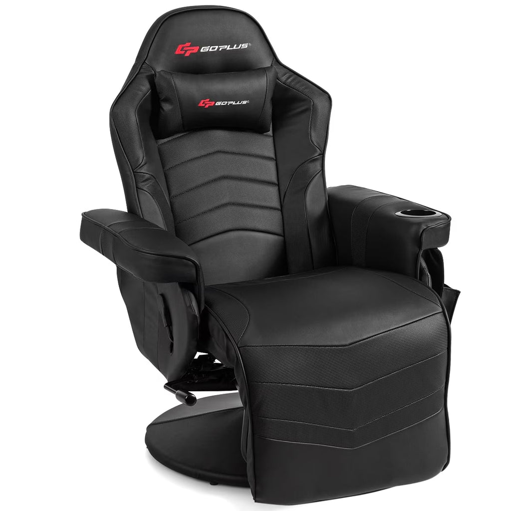 Goplus Massage Gaming Recliner Reclining Racing Chair Swivel Black