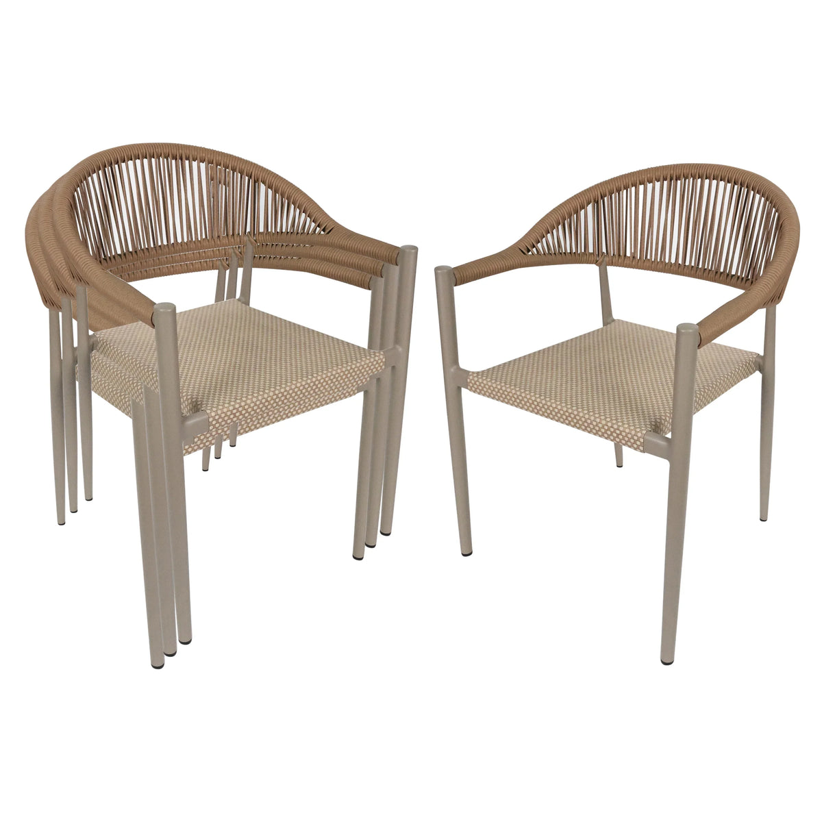 Vmopu New Set of 4 Gray Outdoor Stackable Dining Chair, PE Rattan for Bistro Restaurant Garden