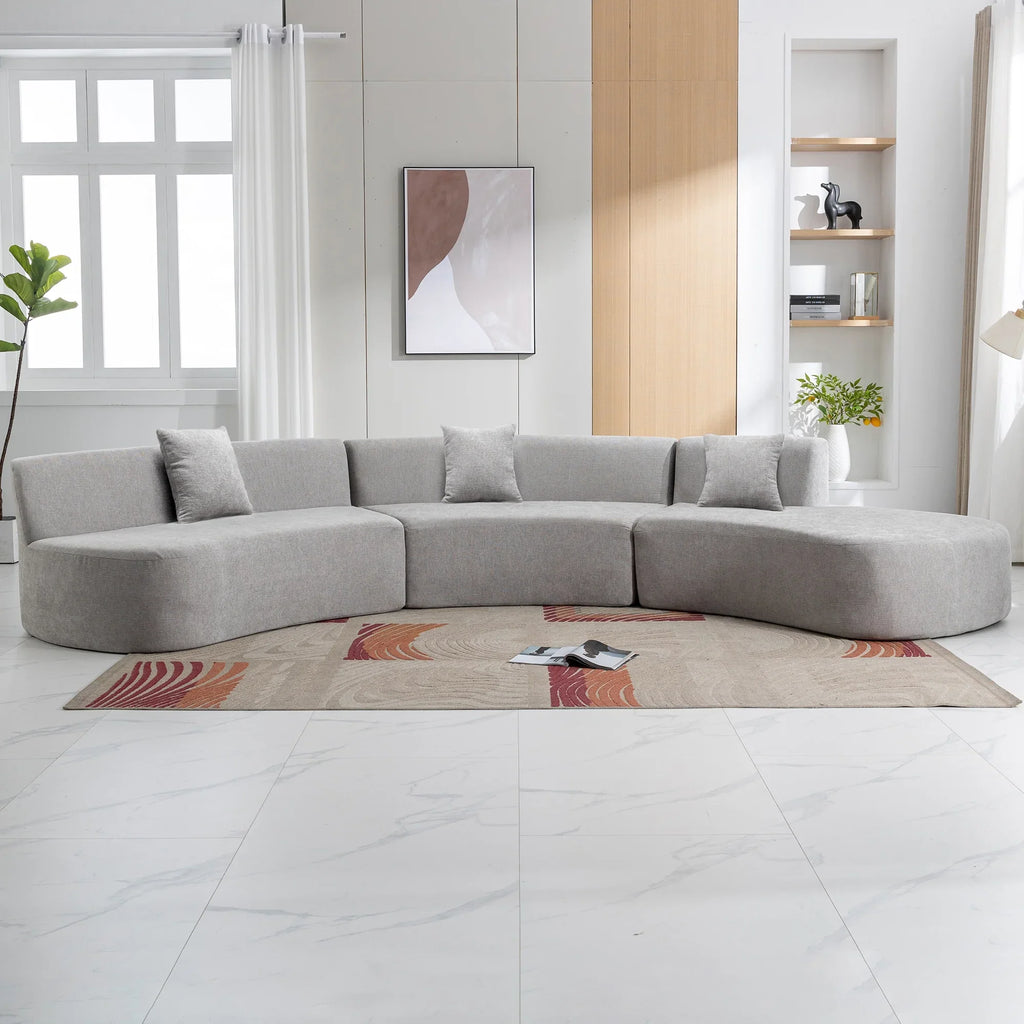 Harper & Bright Designs Modern Curved Floor Sofa Set, Modular Sectional Sponge Couch for Living Room, 2 PC Free Combination No Assembly Foam-Filled Sofa, Beige