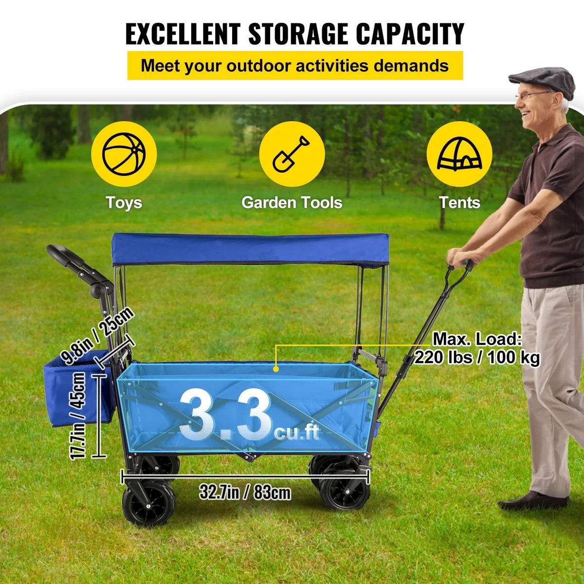 VEVOR 220.5 lbs Capacity Collapsible Wagon Cart with Foldable